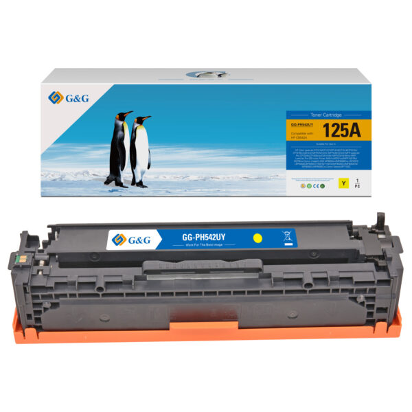 G&G™ Penguin Premium Equivalent CB542A (HP 125A) Compatible with HP Yellow Toner Cartridge
