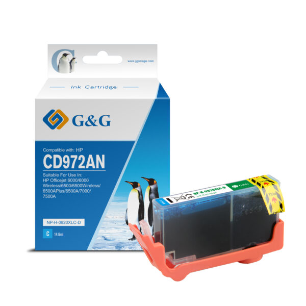 G&G™ Penguin Premium Equivalent CD972AN (HP 920XL) Compatible with HP Cyan Inkjet Cartridge