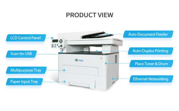 G&G™ M4100DW Monochrome Laser Multifunction Printer, 35 PPM, Wireless - Image 2