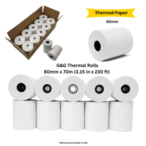 G&G Thermal Receipt paper 80mm x 70m (3.15 in x 230 ft) (5 pack)