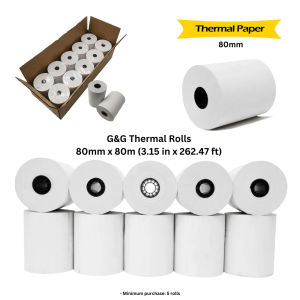G&G Thermal Receipt paper 80mm x 80m (3.15 in x 262.47 ft) (5 pack)